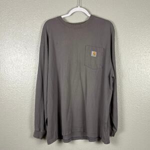 Carhartt Men's XL Charcoal Grey Long Cuffed Sleeved Original Fit Cotton T-shirt